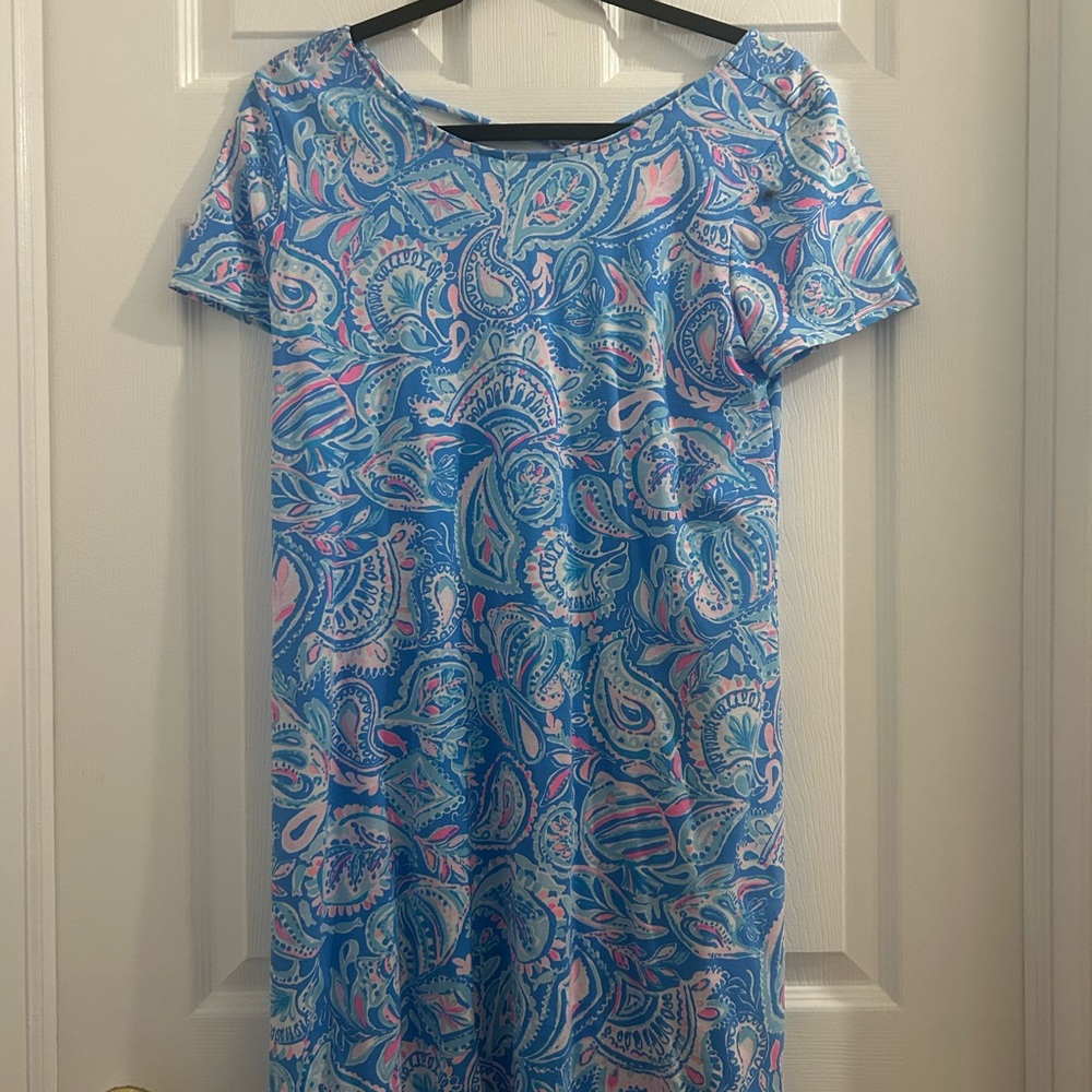 SOLD! NWOT Lilly Pulitzer KIMI T Shirt Swing Dress in Zanzibar Blue Fish Kiss
